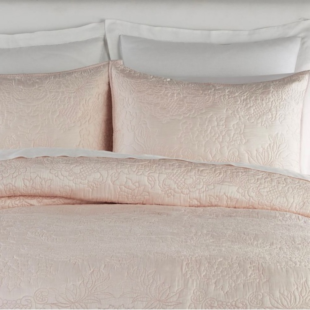 {Pottery Barn} Monique Lhuillier blush pink standard shams (2)